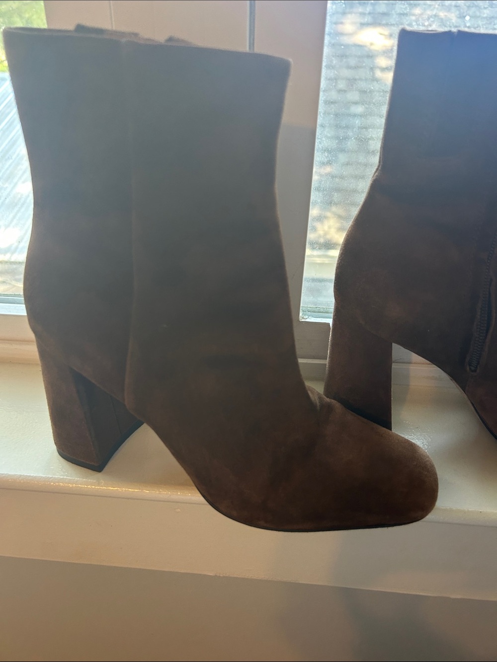 J. McLaughlin Brown Suede Block Heel Ankle Boots
